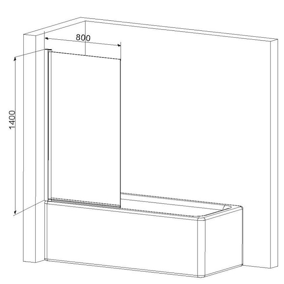 Стеклянная шторка для ванны 80 AM.PM Gem W90BS-D080-140CT поворотная, профиль хром-3
