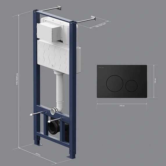 Инсталляция для подвесного унитаза AM.PM Pro I012704.9038 с пневм. клавишей черный матовый-8