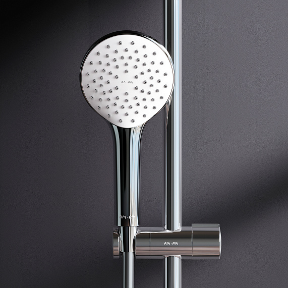 Душевая система AM.PM Gem F40890A94 стойка с тропическим душем, хром + смеситель для ванны с длинным изливом, хром-5