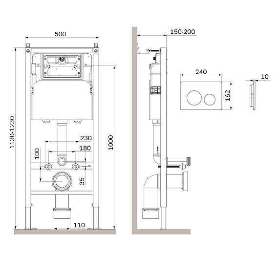 Инсталляция для подвесного унитаза AM.PM PrimeFit I012709.0101 с механ. клавишей L белый глянец-10