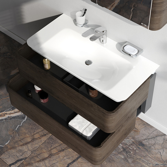 Тумба с раковиной 100 AM.PM Sensation M30FHX1002TF подвесная под дерево табачный дуб-1