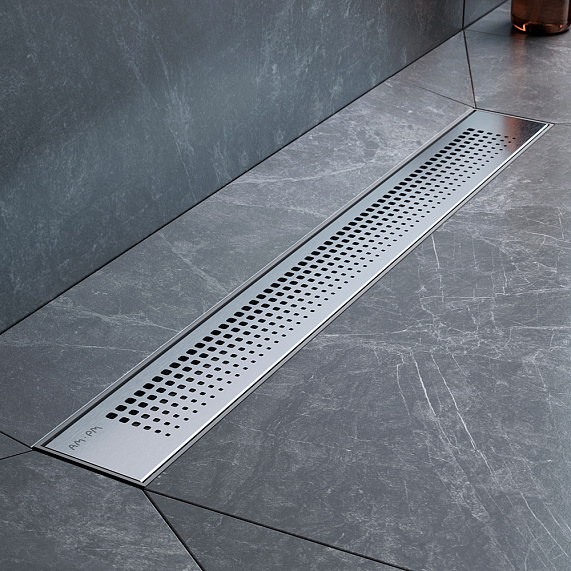 Душевой трап (лоток) 60 AM.PM PrimeFlow W02SC-P11-060-01SB комбинированный затвор со стальной матовой решеткой-4