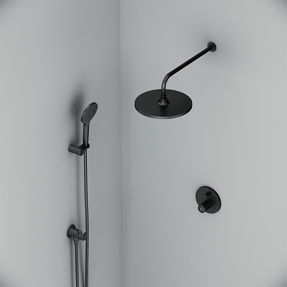 Встраиваемая душевая система AM.PM X-Joy FP85A1RH22 черная: тропический верхний душ, ручной душ-7