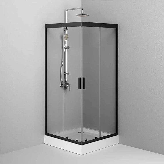 Душевое ограждение без поддона 90x90 AM.PM Gem W90G-403-090BT профиль черный матовый-3