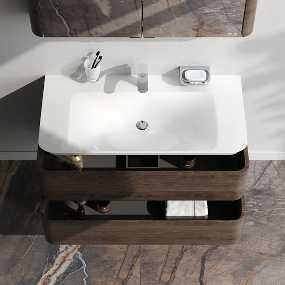 Тумба с раковиной 100 AM.PM Sensation M30FHX1002TF подвесная под дерево табачный дуб-1