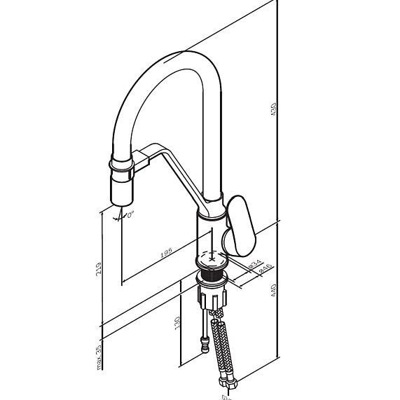 Смеситель для кухни AM.PM Like F8007802 высокий, хром, с черным гибким изливом и каналом питьевой воды-10