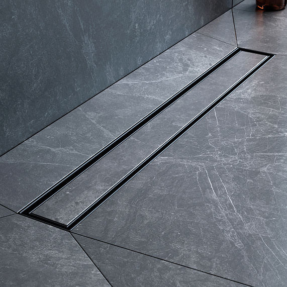 Душевой трап (лоток) 60 AM.PM MasterFlow W01SC-U11-060-04BM комбинированный затвор с черной матовой решеткой под плитку-8