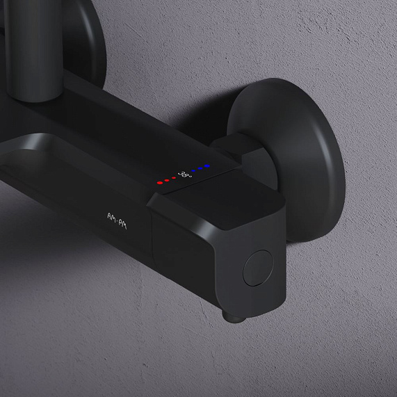 Душевая система AM.PM Func F078F522 стойка с тропическим душем, термостатом, смесителем, изливом, черная-3