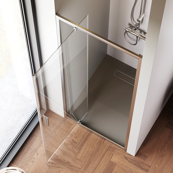 Душевая перегородка с дверью 80x195 AM.PM Gem W90G-80-1P-MT прозрачное стекло, профиль серебристый-2