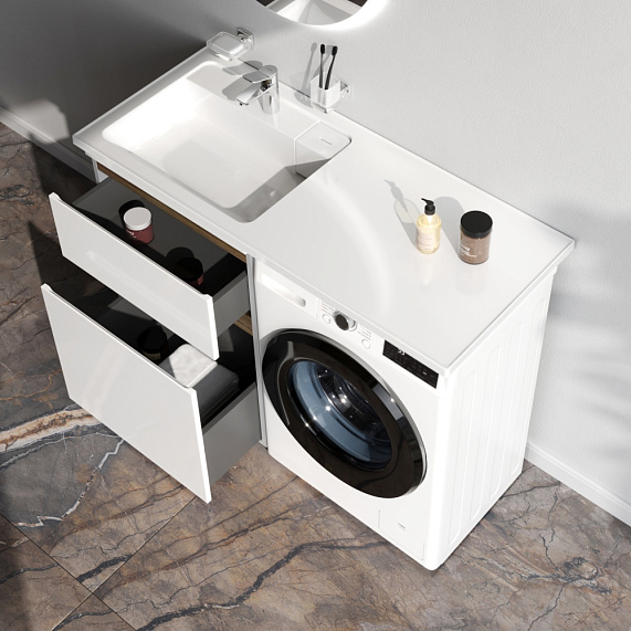 Тумба с раковиной 120 AM.PM X-Joy M85AFSX0602WG для стиральной машины левая белый глянец-1