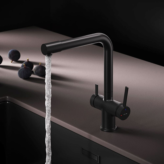 Смеситель для кухни AM.PM Func F8F05722 высокий с L-изливом с каналом для питьевой воды, черный-2