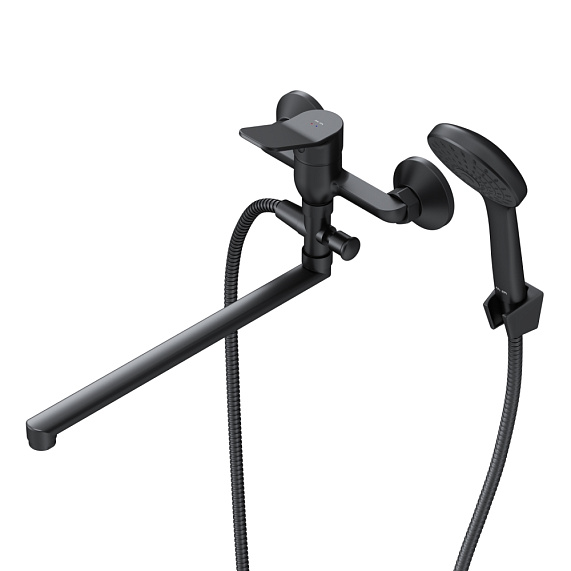 Смеситель для ванны и душа AM.PM X-Joy F85A90122 длинный излив, душевая лейка, шланг 1500, черный-8