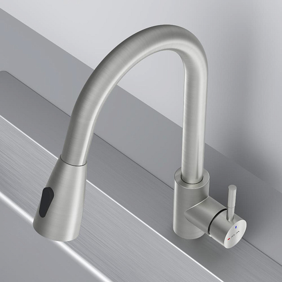 Смеситель для кухни AM.PM X-Joy S F85B07511 высокий, с выдвижным изливом, сатин-7