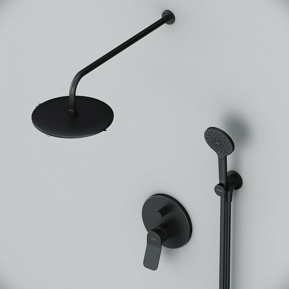 Встраиваемая душевая система AM.PM X-Joy FB85A1RH22 черная: тропический верхний душ, ручной душ-3