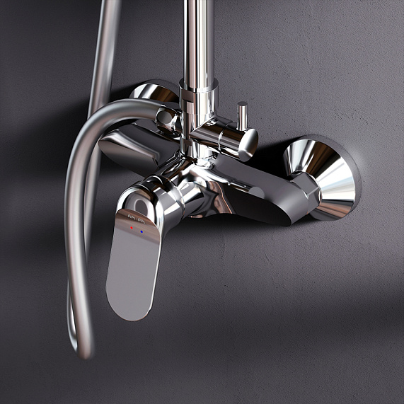 Душевая система AM.PM Sunny F0785C800 стойка с тропическим душем, смесителем, хром-2