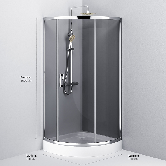 Душевое ограждение без поддона 90x90 AM.PM Like W83G-315-090CG профиль хром-6