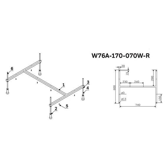Каркас для ванны 170 AM.PM Sense W76A-170-070W-R-1