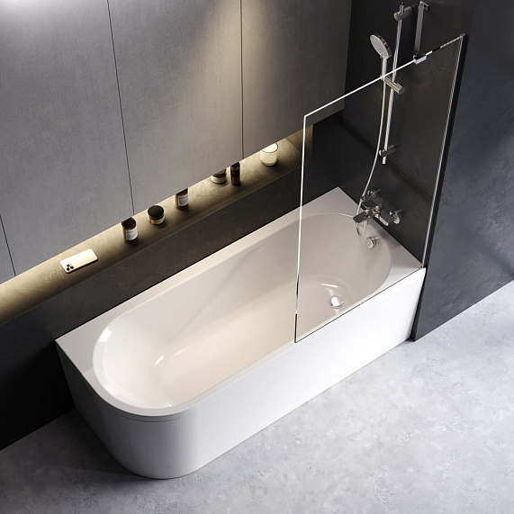 Ванна акриловая 170x70 AM.PM X-Joy W94A-170R70W-ARP ассиметричная с каркасом и панелью, белая глянцевая-4