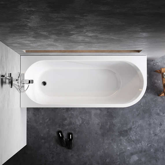 Ванна акриловая 170x70 AM.PM X-Joy W94A-170L70W-ARP ассиметричная с каркасом и панелью, белая глянцевая-2