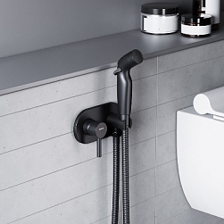 Гигиенический душ cо смесителем Damixa Option 212000300 черный встраиваемый, шланг 1500, держатель