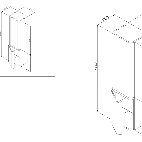 Шкаф-пенал для ванной 40 AM.PM Sensation M30CHL0406NF навесной левый орех-4