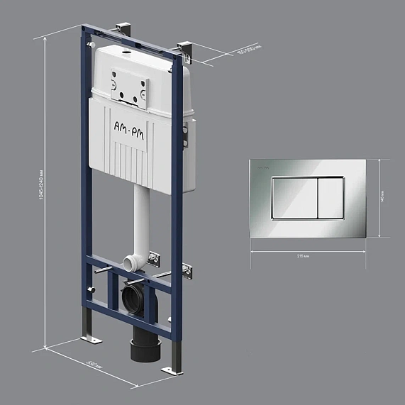 Инсталляция для подвесного унитаза AM.PM MasterFit I012710.0251 с механ. клавишей ProC S хром-9