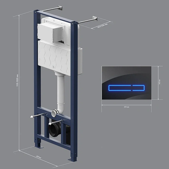 Инсталляция для подвесного унитаза AM.PM Pro I012704.50A38 с сенс. клавишей чёрный глянец-8