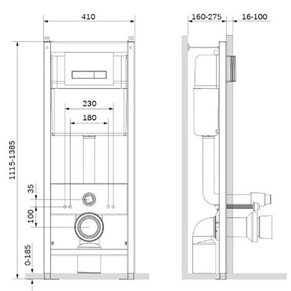 Унитаз подвесной безободковый с инсталляцией AM.PM Like IS30201.801701 сиденьем микролифт, белой механ. клавишей-3