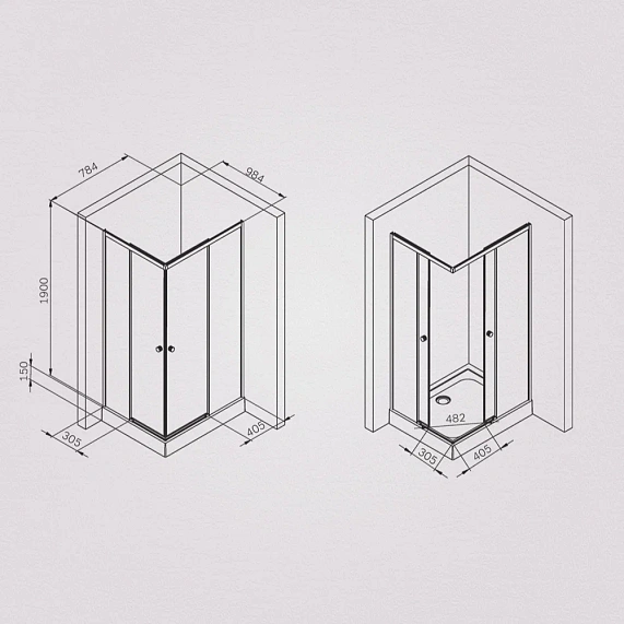 Душевое ограждение без поддона 100x80 AM.PM X-Joy W94G-403-10080-MT профиль серебристый-6