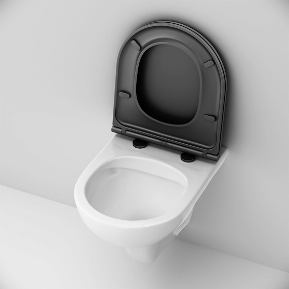 Унитаз подвесной AM.PM Gem C901700SCmb безободковый, белый, с черным сиденьем-4