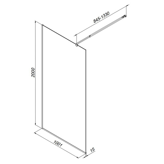 Душевая перегородка 100x200 AM.PM Func W84WI-100-F1-BTE прозрачное стекло, профиль черный матовый-4