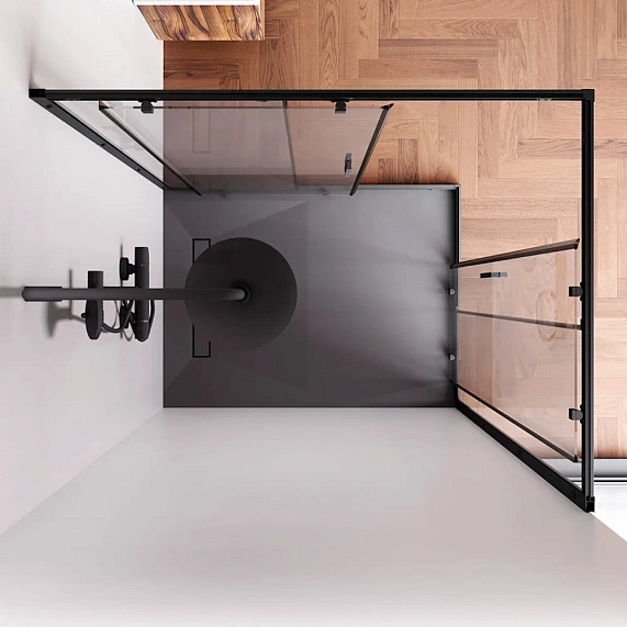 Душевое ограждение без поддона 90x120 AM.PM Gem S W93G-404-120290-BT профиль черный матовый-2