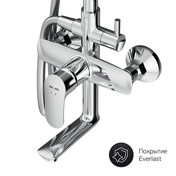 Душевая система AM.PM Like F0780964 стойка с тропическим душем, смесителем, изливом, хром-5