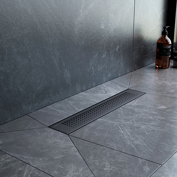 Душевой трап (лоток) 40 AM.PM PrimeFlow W02SC-P11-040-01BM комбинированный затвор с черной матовой решеткой-3