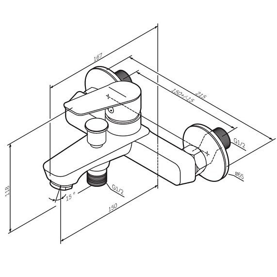 Смеситель для ванны и душа AM.PM Crave F9C10000 хром-8