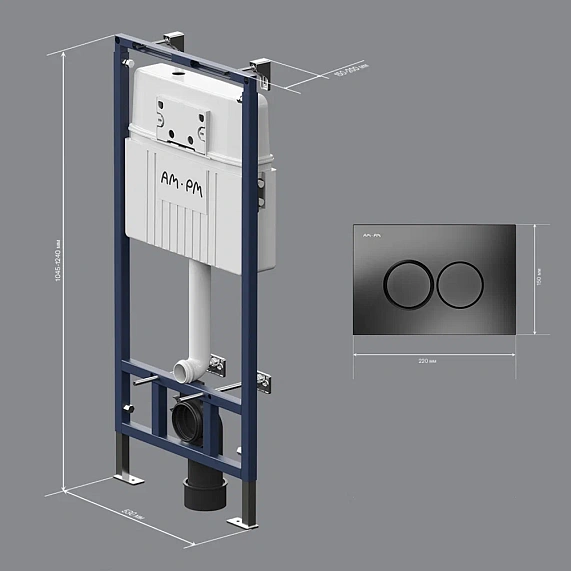 Инсталляция для подвесного унитаза AM.PM MasterFit I012710.0138 с механ. клавишей ProC L черный матовый-9