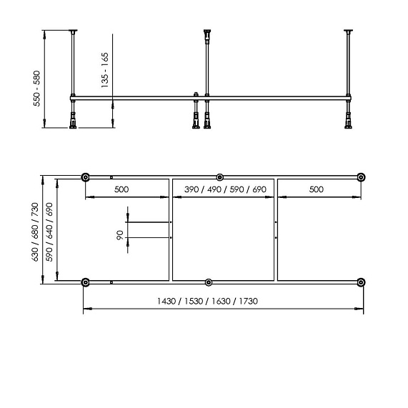 Каркас для ванны 170х70 AM.PM Above W9XA-170-070W-R-1