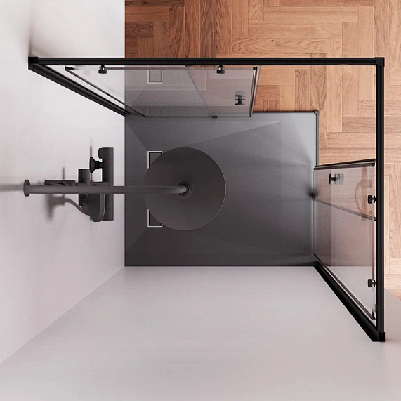 Душевое ограждение без поддона 100x80 AM.PM X-Joy W94G-403-10080-BТ профиль черный матовый-2