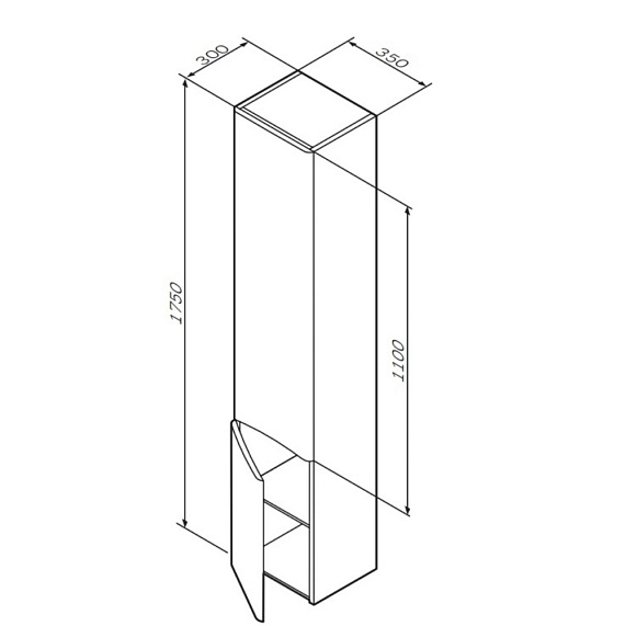 Шкаф-пенал для ванной 35 AM.PM Like M80CHL0356WG навесной левый белый глянец-3