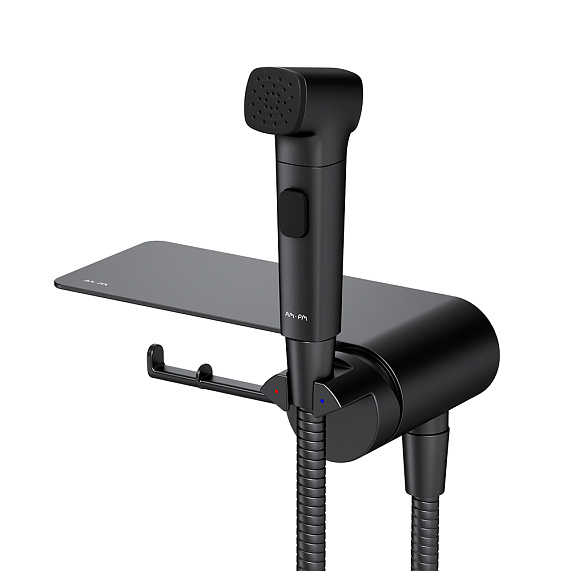 Гигиенический душ со смесителем AM.PM Func F0H8F922 черный встраиваемый, полка, шланг 1200, держатель туалетной бумаги-5