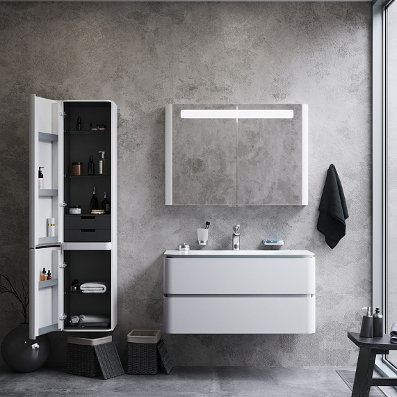 Шкафчик с зеркалом в ванную 100 AM.PM Sensation M30MCX1001WG с подсветкой белый глянец-4