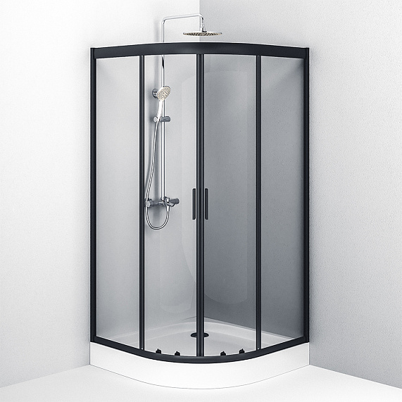 Душевое ограждение без поддона 100x100 AM.PM Gem W90G-401-100BT профиль черный матовый-3