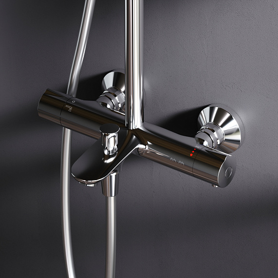Душевая система AM.PM Like F0780564 стойка с тропическим душем, термостатом, смесителем, изливом, хром-2