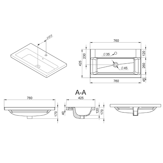 Тумба с раковиной 75 AM.PM Gem M90FHX0752HF подвесная орех-1