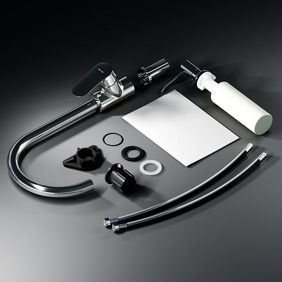 Смеситель для кухни AM.PM Like F8007T00 высокий с каналом питьевой воды, хром + дозатор моющего средства-8