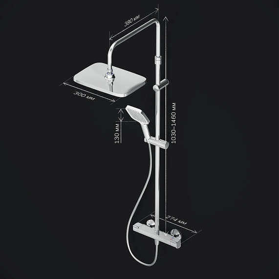 Душевая система AM.PM Func F078F400 стойка с тропическим душем, термостатом, смесителем, хром-9
