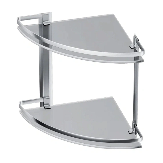 Полка в ванную угловая AM.PM Sense L A7456200 двухъярусная, серебристый металл, стекло-6