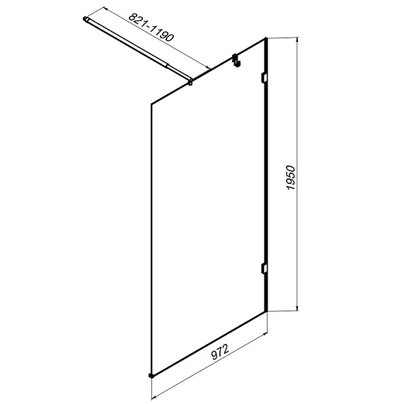 Душевая перегородка 100x195 AM.PM X-Joy W94WI-100-F1-BTE прозрачное стекло, профиль черный матовый-6