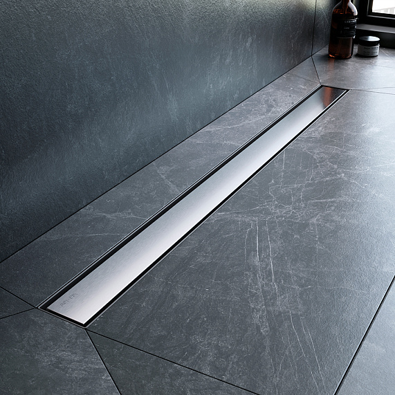 Душевой трап (лоток) 90 AM.PM MasterFlow W01SC-U11-090-04SB комбинированный затвор со стальной матовой решеткой под плитку-9