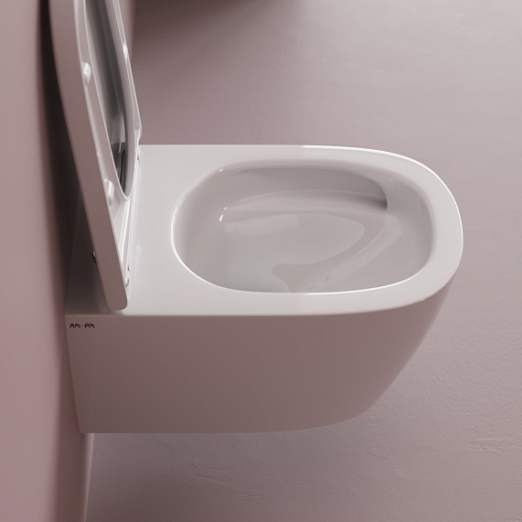 Унитаз подвесной AM.PM Libre C601901SC (глубина 54 см) торнадо безободковый с сиденьем микролифт, белый-8